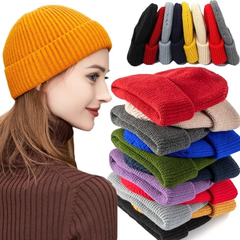 Beanie Cuffed Knit - Gorro Unissex de Cor Sólida para
