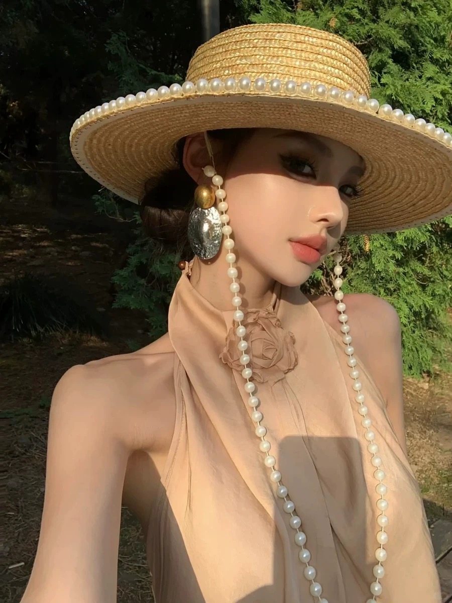 Nova moda verão pérola corrent - Cowboy Hat Straw avaliação e preço